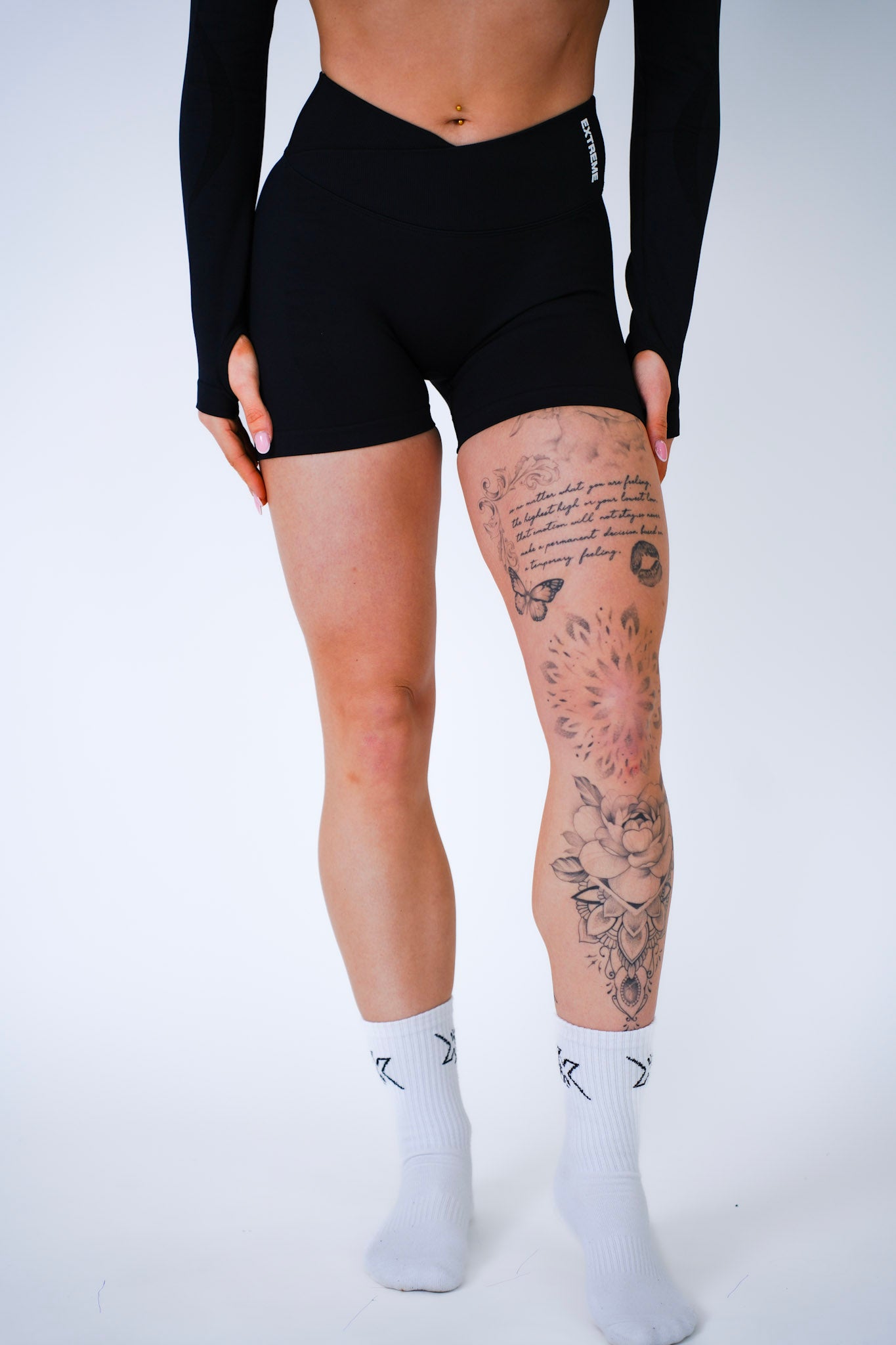 Cross Waist Shorts 4.5"– Midnight Black