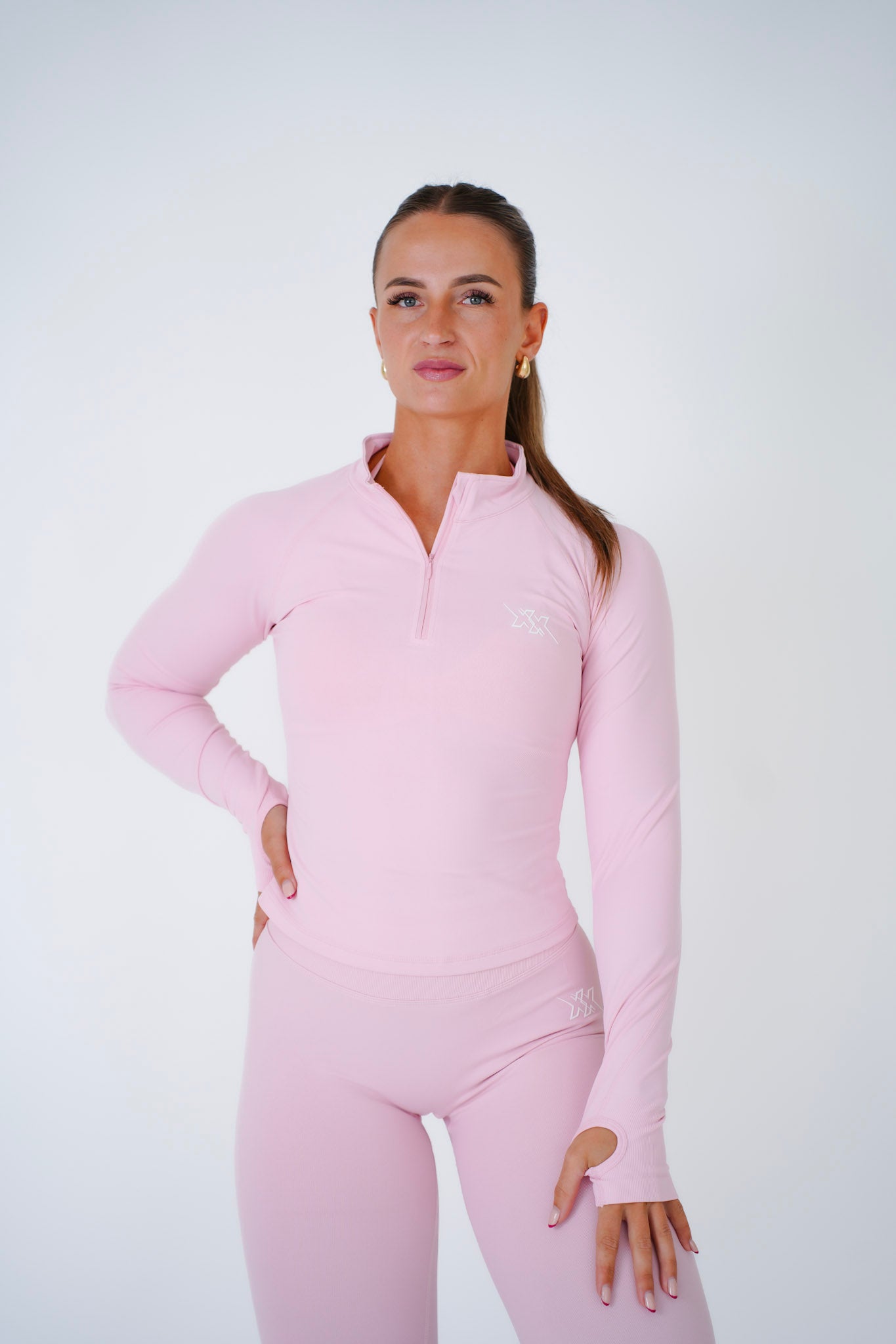 Quarter Zip Top – Blush Pink