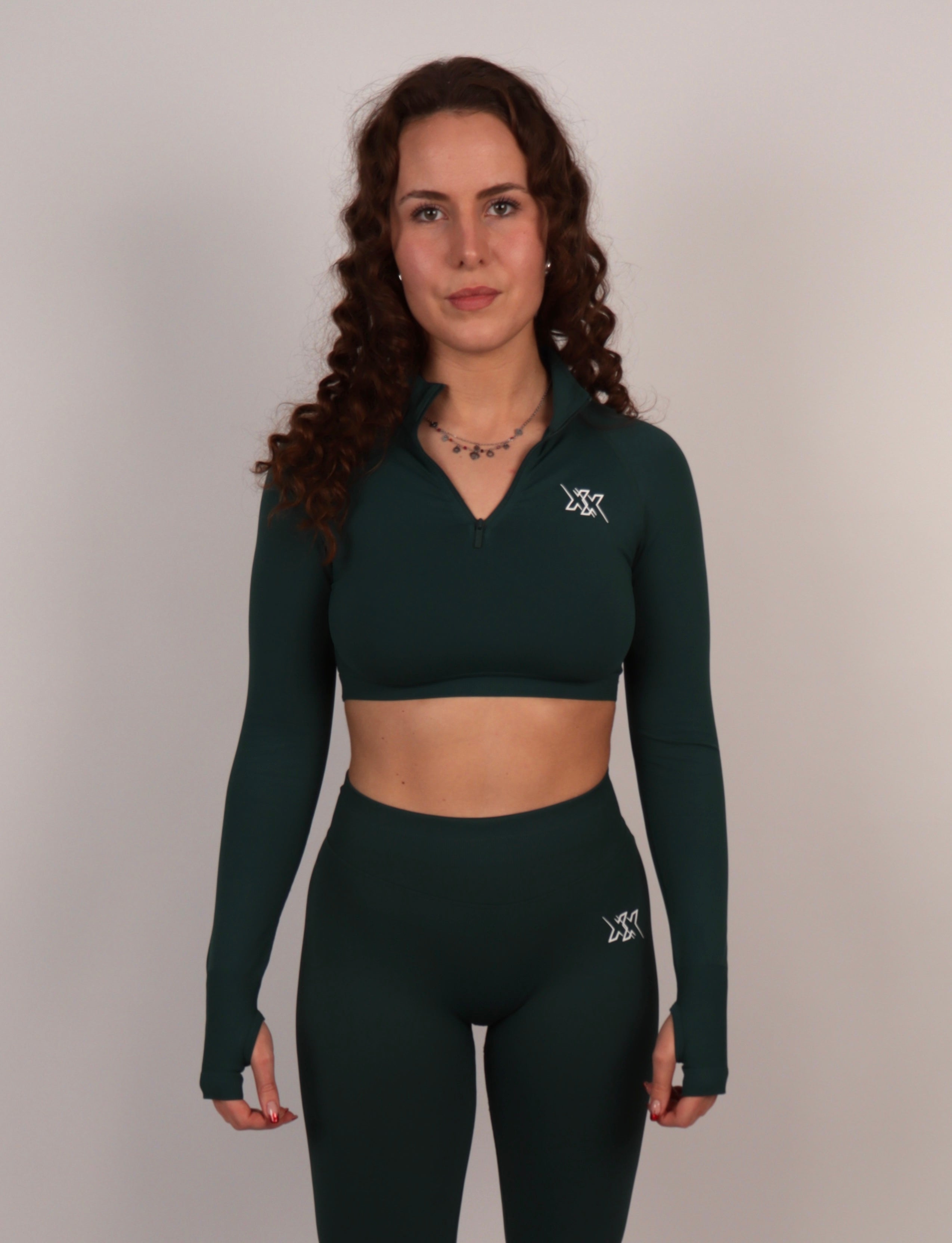 Crop Zipper – Deep Green