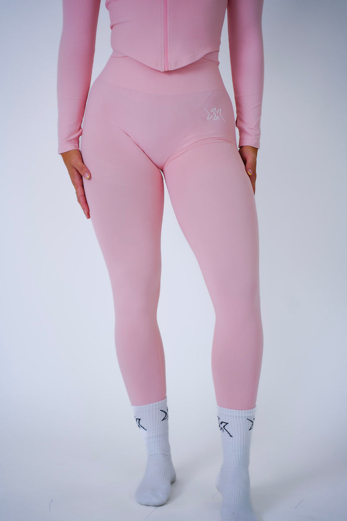 High Waist Leggings – Powder Pink
