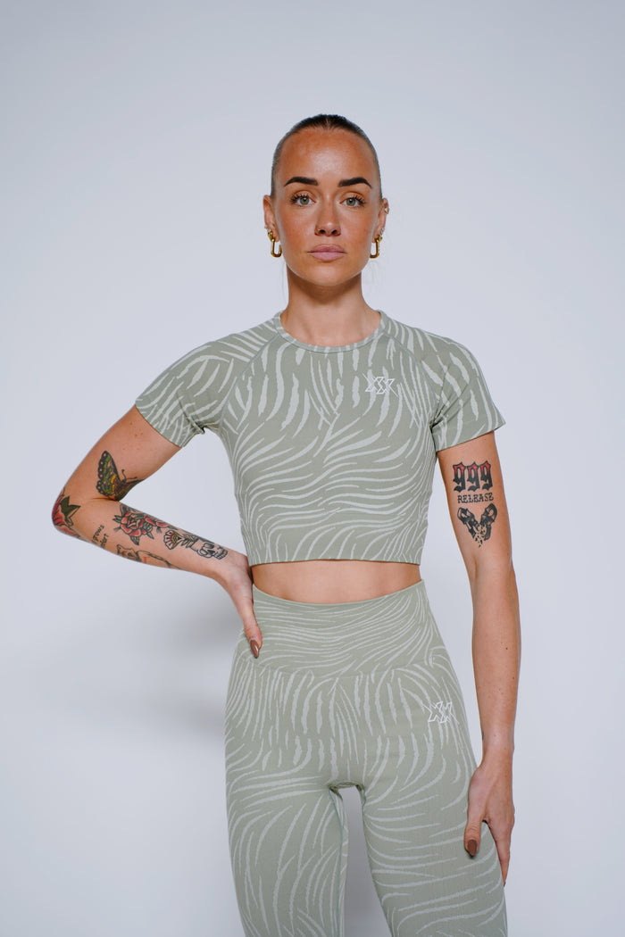 Short Sleeve Crop Top – Viper Green