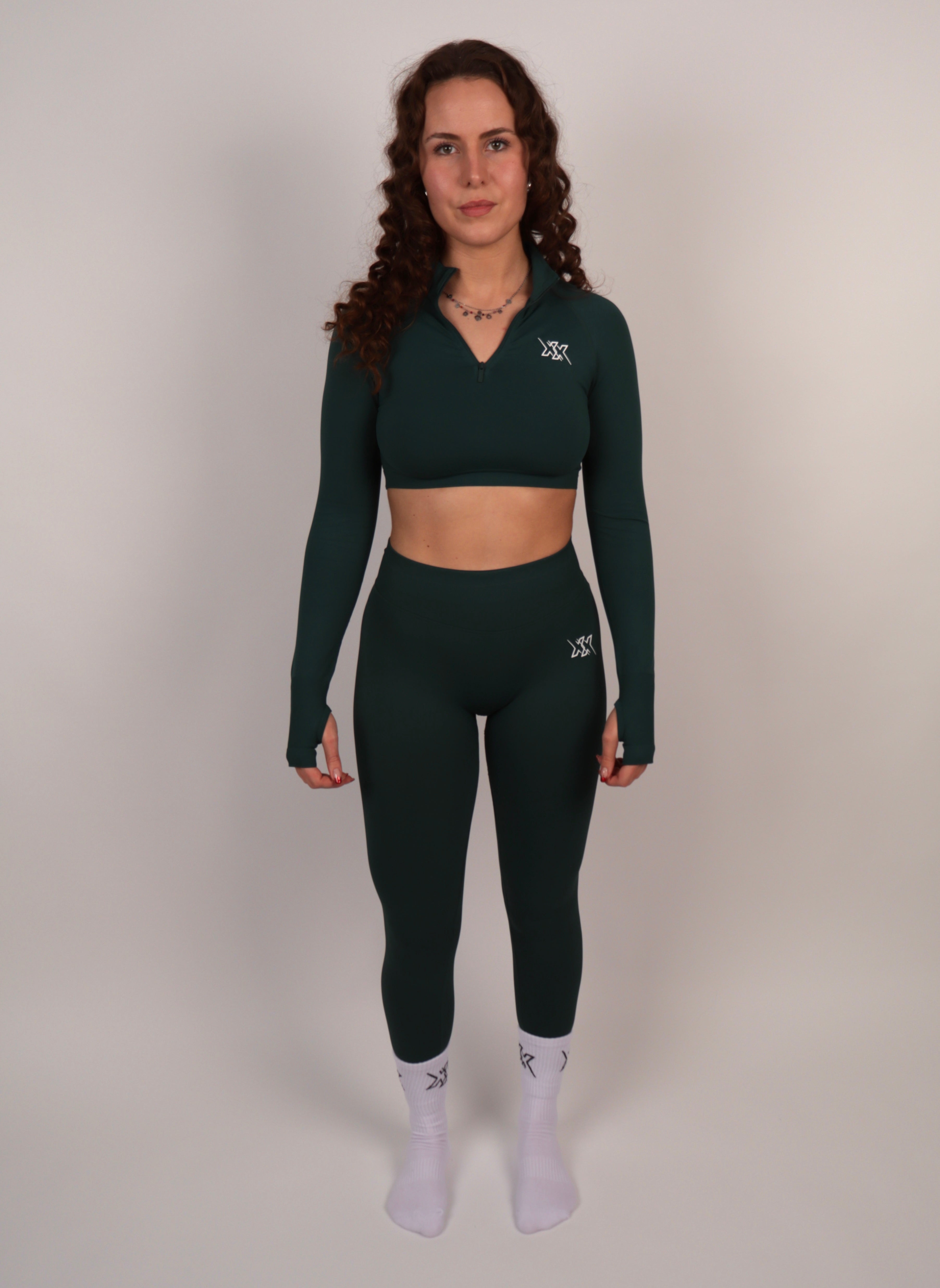 Crop Zipper – Deep Green