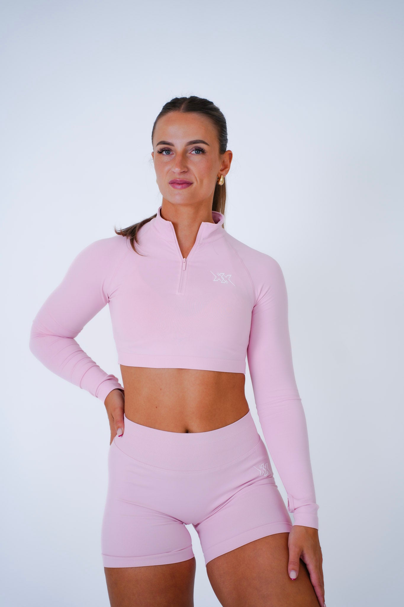 Crop Zipper – Blush Pink