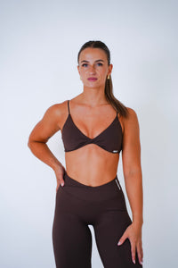Next Extreme Twist Front Bra in Chestnut Brown, sport-bh dames