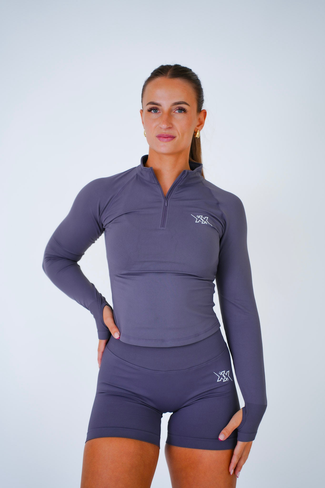 Quarter Zip Top – Mauve Purple