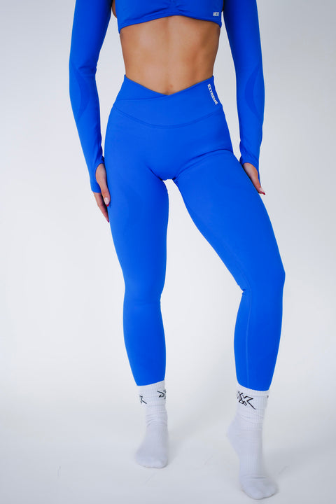 Next Extreme Cross Waist Legging in Cobalt Blue, sportlegging dames, productfoto 2